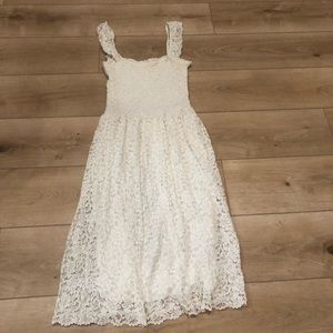 Smocked  White Lace Midi Maeve Dress